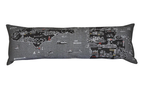 Homeroots Home Decor Michigan Nighttime Skyline Lumbar Decorative Pillow, Black, 45 Inches