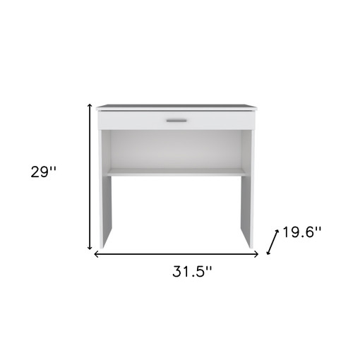 32" White Wood Computer Desk With Drawer