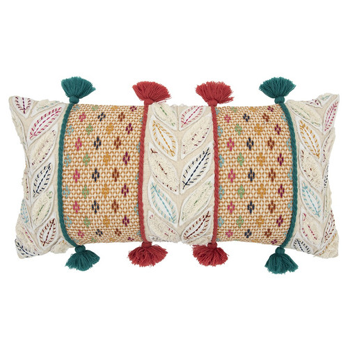Homeroots Home Decor Multicolored Ornate Panel Lumbar Pillow, Multicolored, 26 x 14 Inches