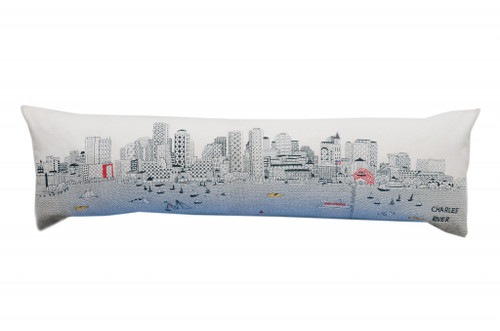 Homeroots Home Decor Boston Daylight Skyline Lumbar Decorative Pillow, White, 45 Inches