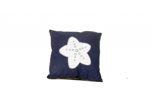 17" Blue and White Linen Throw Pillow