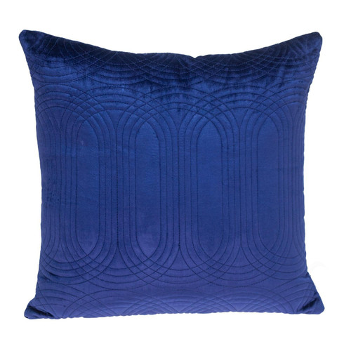 Homeroots Home Decor Quilted Velvet Blue Square Throw Pillow, 20 x 20 x 4 Inches