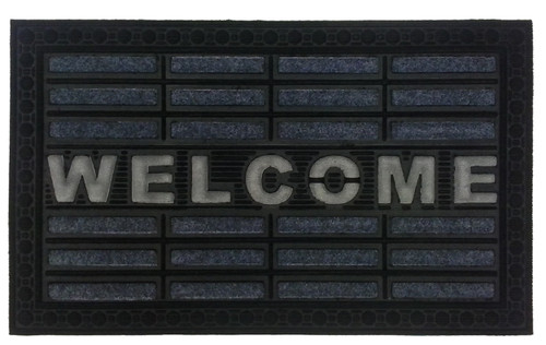 18" X 30" Gray Synthetic Fiber Abstract Outdoor Door Mat