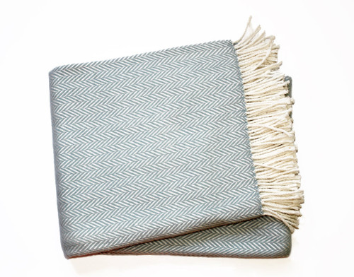 Sky Blue and White Dreamy Soft Herringbone Throw Blanket