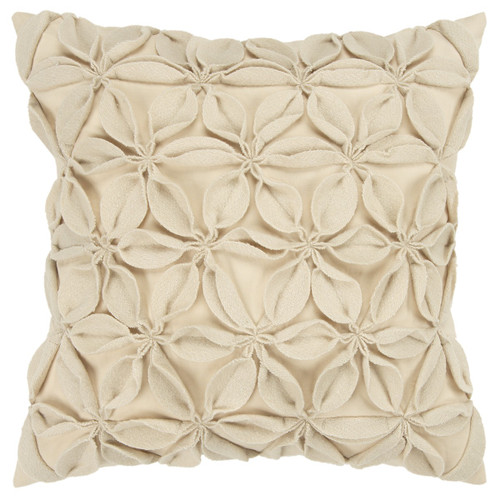Homeroots Home Decor Cream Pinwheel Floral Petal Down Filled Throw Pillow, Cream, 18 x 18 Inches