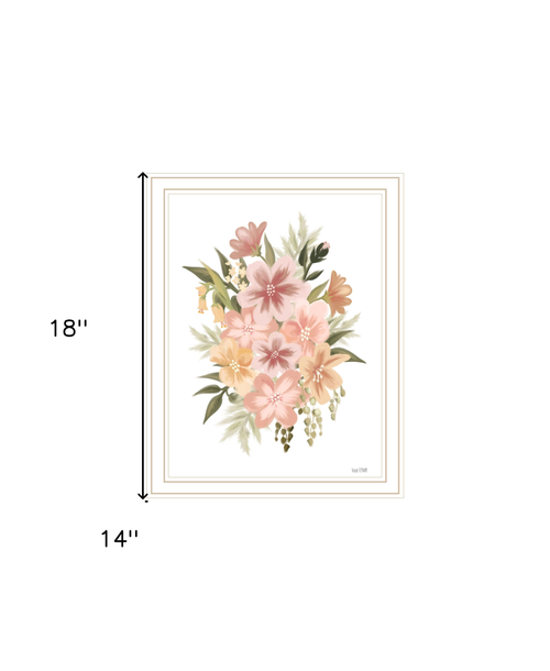 Peachy Petals White Framed Print Wall Art