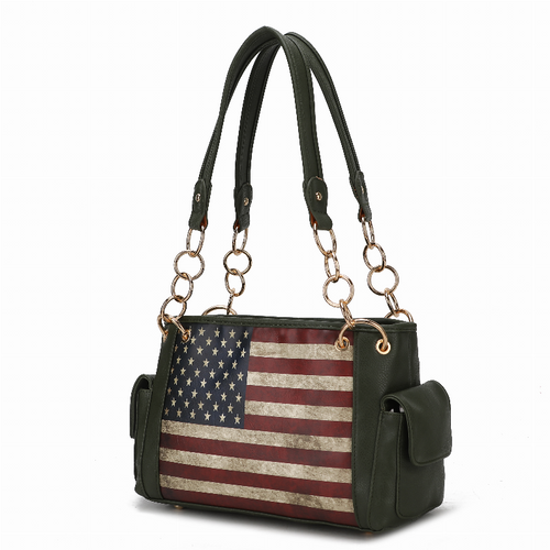 Alaina Vegan Leather Women's Flag Shoulder Bag