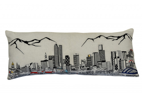 Homeroots Home Decor Denver Daylight Skyline Lumbar Decorative Pillow, White, 35 Inches
