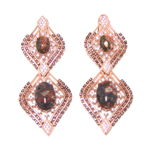 Natural Magoni Obsedian Earrings, 925 Sterling Silver