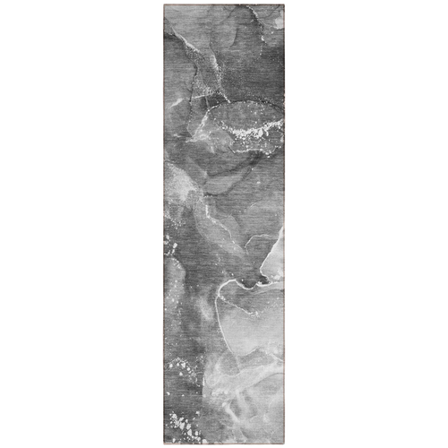 8' Runner Gray Abstract Washable Non Skid Indoor Outdoor Runner Rug