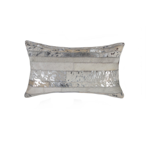 Homeroots Home Decor Grey and Silver Pillow, 12 x 20 x 5 inches