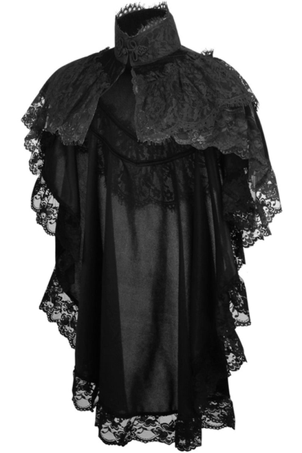 Tapered Black Velvet & Lace Capelet