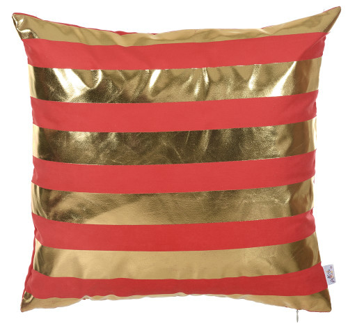 18" Red and Gold Fabrc Throw Pillow Cover