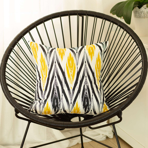 Homeroots Home Decor Black And Yellow Zigzag Geometric Throw Pillow, 18x18 Inches