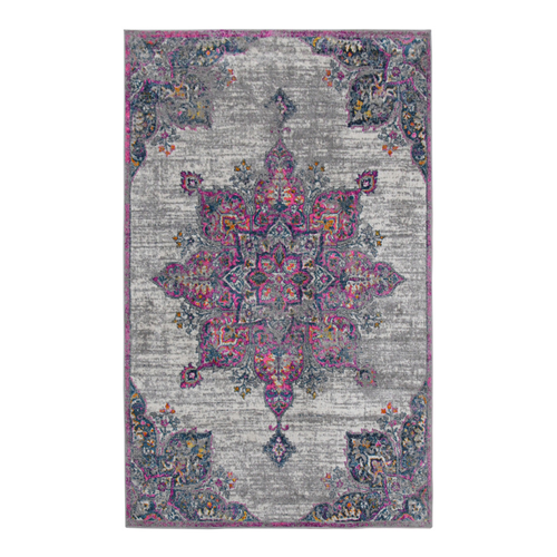 8' Pink Gray And Blue Area Rug