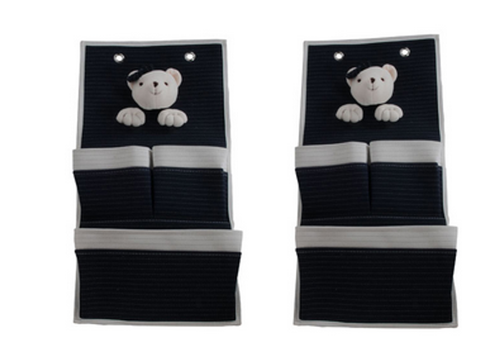 Anne Home - Set of 2 Bear-Themed 3-Pocket Wall Hanger Toy Storages