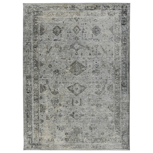 3' X 5' Gray And Charcoal Medallion Area Rug