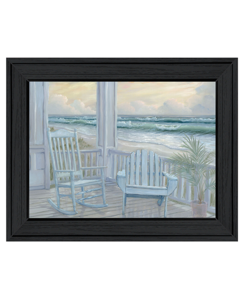 Coastal Porch Black Framed Print Wall Art