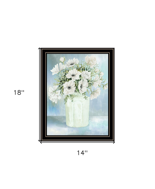 White Blooms Black Double Groove Framed Print Wall Art