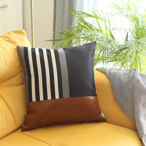 Homeroots Home Decor Brown And Black Printed Geometric Throw Pillow, 18x18 Inches