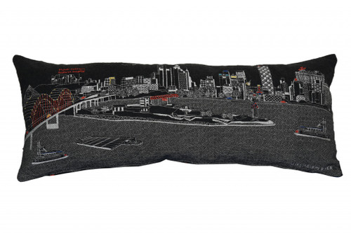 Homeroots Home Decor Memphis Nighttime Skyline Lumbar Decorative Pillow, Black, 35 Inches