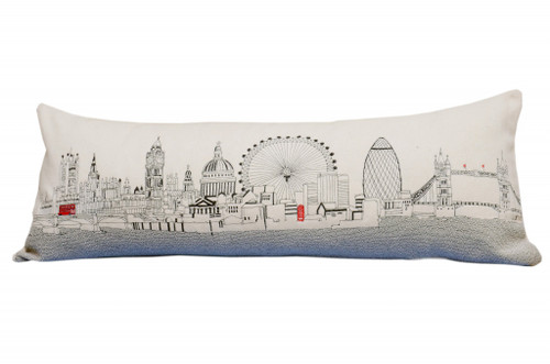 Homeroots Home Decor London Daylight Skyline Lumbar Decorative Pillow, White, 35 Inches