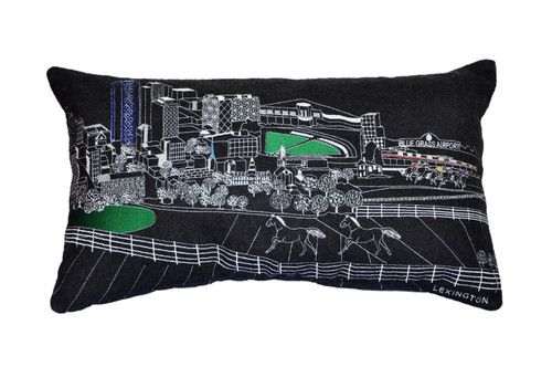 14" X 24" Black Gray and White Hometown Pride Wool Lumbar Throw Pillow Home Accent