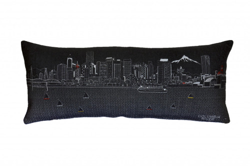 Homeroots Home Decor Portland Nighttime Skyline Lumbar Decorative Pillow, Black, 35 Inches