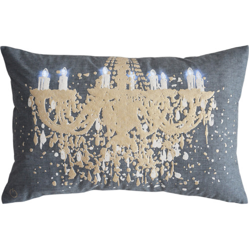 Homeroots Home Decor 13 X 20 Inches Grey and White Chandelier Zippered Polyester Throw Pillow
