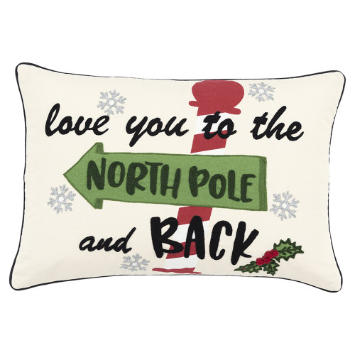 Homeroots Home Decor Ivory Love You to the North Pole Lumbar Accent Pillow