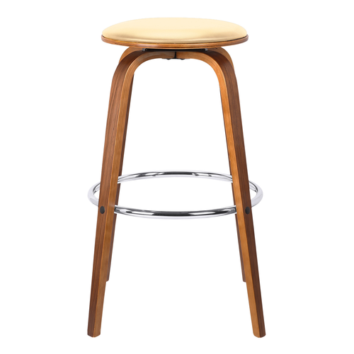 25" Cream And Brown Iron Swivel Backless Counter Height Bar Chair