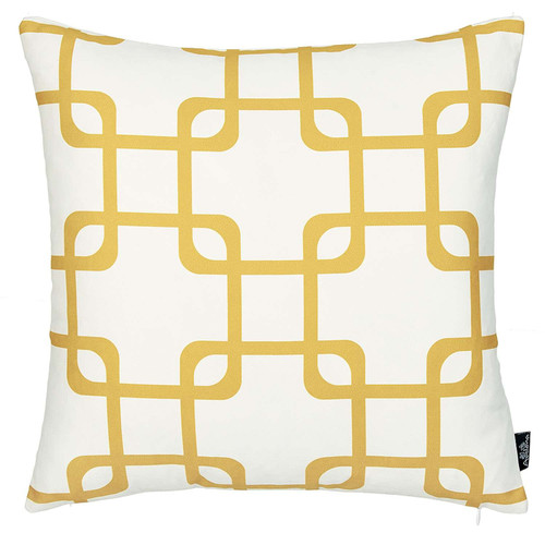 Homeroots Home Decor Yellow And White Grid Geometric Throw Pillow