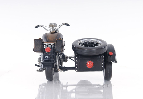 8" Black Metal Hand Painted Decorative Motorcycle