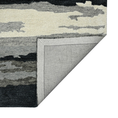 8' X 10' Dark Gray Black And Ivory Wool Abstract Hand Tufted Area Rug
