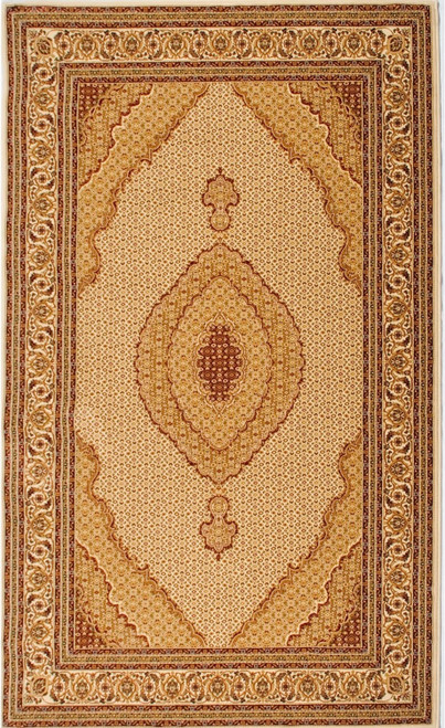 2' X 10' Cream Oriental Power Loom Stain Resistant Area Rug