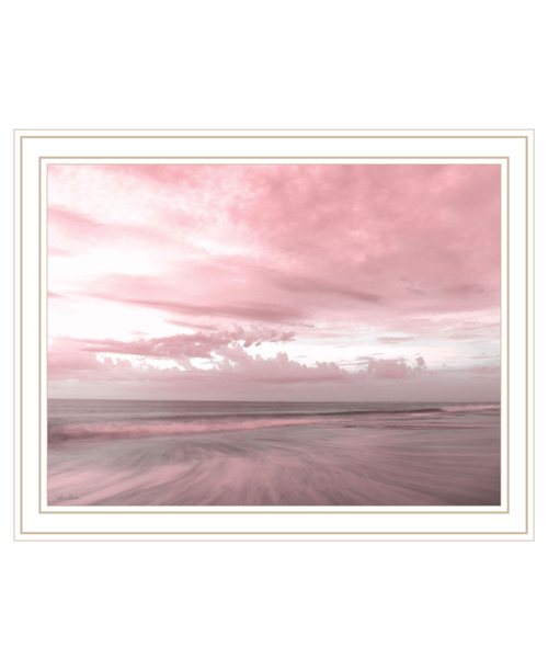 Pink Beach Emotions White Framed Print Wall Art