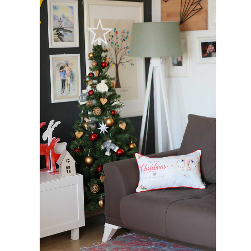 Homeroots Home Decor Merry Christmas Happy New Year Decorative Throw Pillow Cover, 12 x 20 inches
