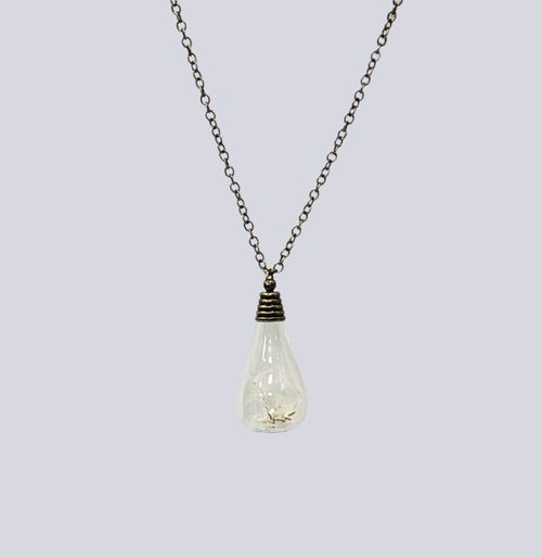 Wish In The Bottle Wish Maker Necklace With Dandelion Flowers