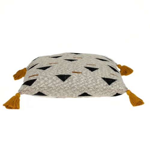 Homeroots Home Decor Knitted Throw Pillow, Mustard and Black, 20 X 20 inches