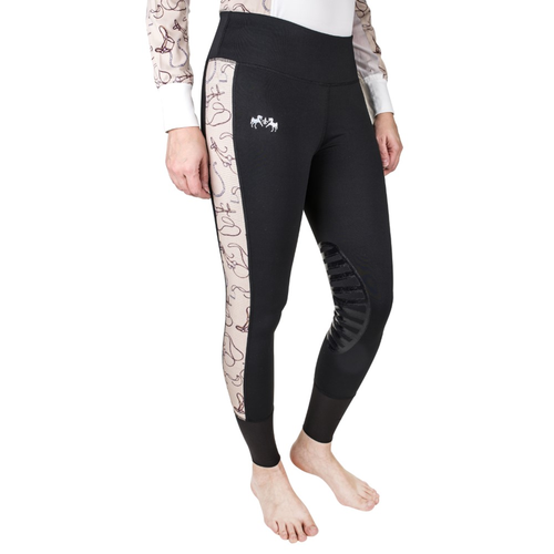 Equine Couture Ladies  Equestrian Gear Tights- Black- X-Small