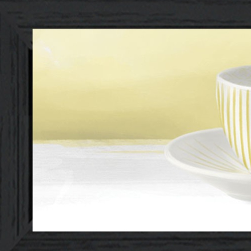 Stack of Tea CupsYellow Black Framed Print Kitchen Wall Art