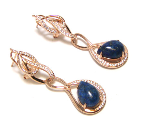 Lapis Lazulie , Dangle Earrings, 925 Sterling Silver