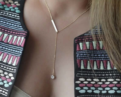 Angel Diamond Crystal Bar Necklace Paired With FREE Bar Earrings