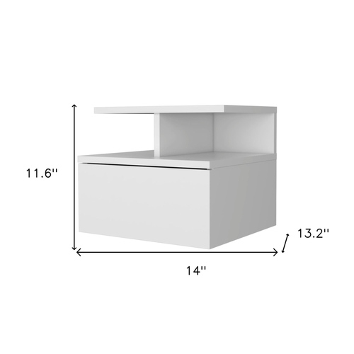 12" Wood One Drawer Floating Nightstand