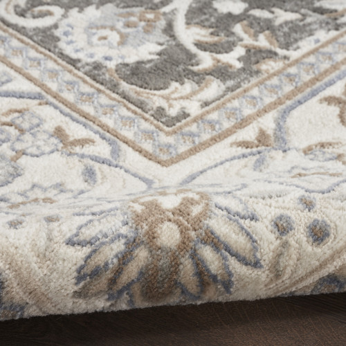 5' x 7' Gray Floral Distressed Area Rug