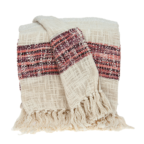 Parkland Collection Meena Transitional Multicolored HANDLOOMed 52" x 67" Cotton Throw Blanket