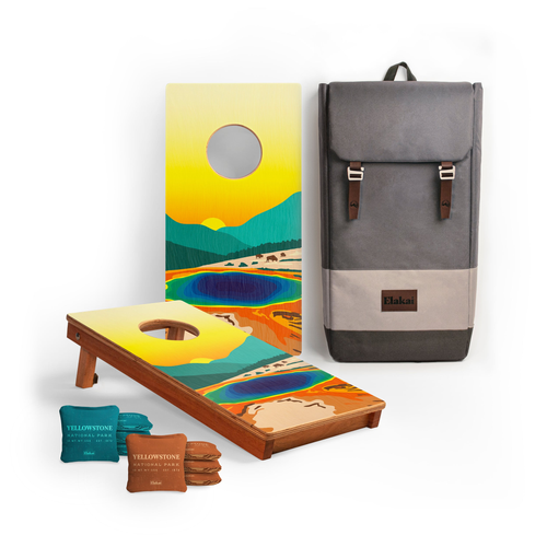 Yellowstone National Park Mahogany Pathfinder Cornhole Board Set