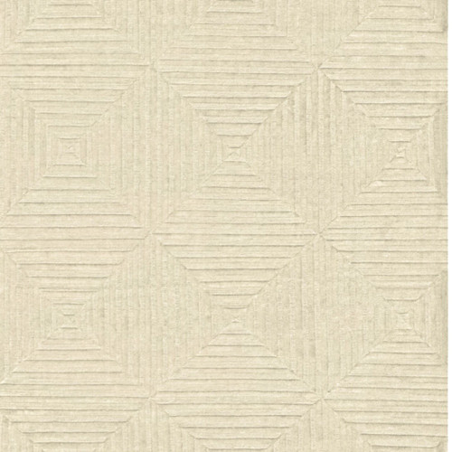 6' X 9' Ivory Wool Geometric Hand Knotted Area Rug