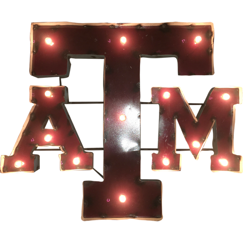 Texas A&M University Logo Lighted Recycled Metal Wall Decor