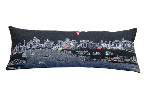 Homeroots Home Decor Rome Nighttime Skyline Lumbar Decorative Pillow, Black, 35 Inches